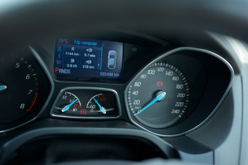 Modern Car Dashboard with analog and digital display