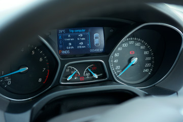 Modern Car Dashboard with analog and digital display