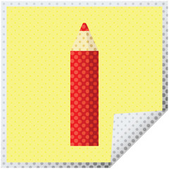 red coloring pencil graphic square sticker