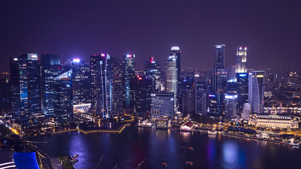 Fototapeta na wymiar Cityscape night light view of Singapore 8