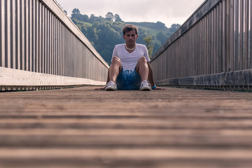 Model in a road