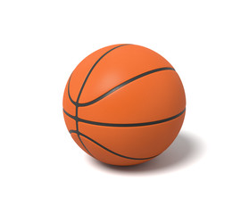 Fototapeta premium 3d rendering of an orange basketball with black stripes standing on a white background.