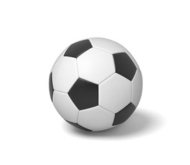 Obraz premium 3d rendering of a single black and white leather ball for playing football or soccer.