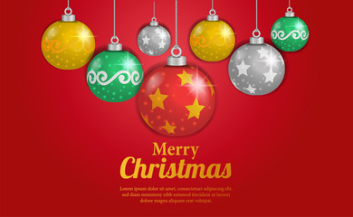 christmas decoration background with vector illustration of bauble or ball