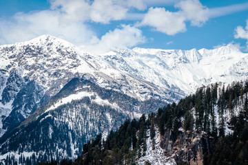 Fototapeta na wymiar snow covered Himalayas in Manali India. Hampta pass
