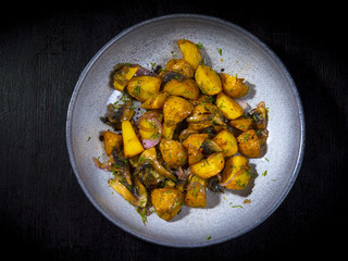 Fried Mushrooms With Baby Potatoes