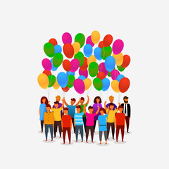 People birthday balloons on the white background. Vector illustration