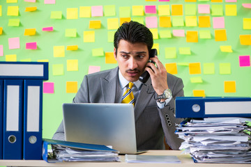 Businessman having trouble with his priorities