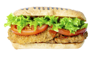 Chicken Burgers in a Panini With Salad