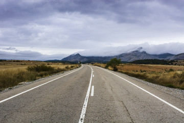 Winding asphalt road in Spain