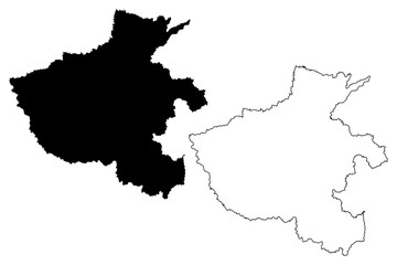 Henan Province (Administrative divisions of China, China, People's Republic of China, PRC) map vector illustration, scribble sketch Zhongyuan or Zhongzhou map