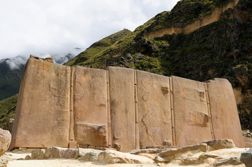 Peru, Ollantaytambo - Inca fortress in the sacred valley in the Peruvian Andes. The picture...