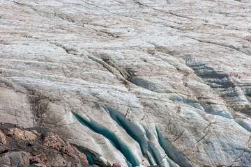 Cracks in the Small Azau glacier on Mount Elbrus.