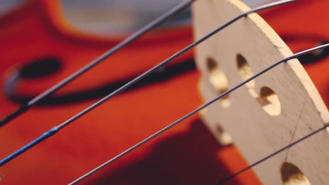 M&uacute;sica cl&aacute;sica y viol&iacute;n.Plano detalle de viol&iacute;n sobre fondo blanco.Cultura musical,arte y entretenimiento.