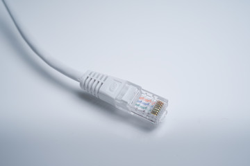 Ethernet cable Cat 5 RJ45 on white isolated background