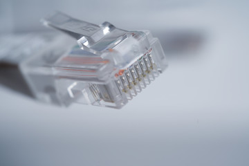 Ethernet cable Cat 5 RJ45 on white isolated background