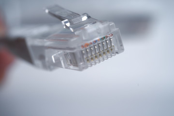 Ethernet cable Cat 5 RJ45 on white isolated background