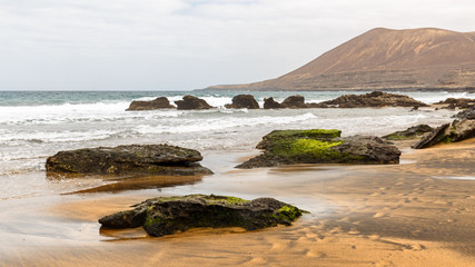 La Solapa, a Virgin Gold-Colored Sandy Beach in Fuerteventura, Canary Islands