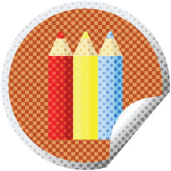 color pencils graphic circular sticker