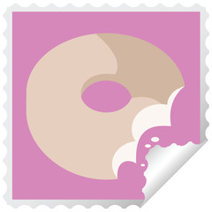 bitten donut graphic vector illustration square sticker stamp