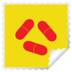 pills square peeling sticker