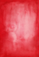 Handpainting watercolor gradient blurred background in red