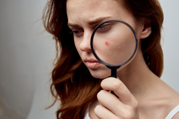 pimples on face magnifier woman skin problem