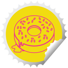 Tasty donut circular peeling sticker