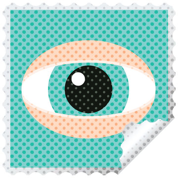 Staring Eye Graphic Vector Illustration Square Sticker Stamp