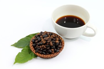 Coffee seed and black coffee