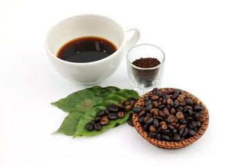 Coffee seed and black coffee