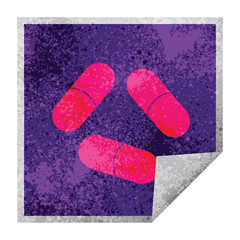pills square peeling sticker