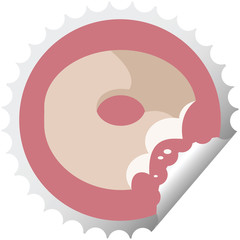 bitten donut round sticker stamp