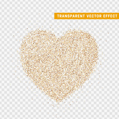 Valentines Day heart isolated, transparent vector effect background. Festive decorations bright glitter placer. Holiday love decor illustration. Beautiful design element