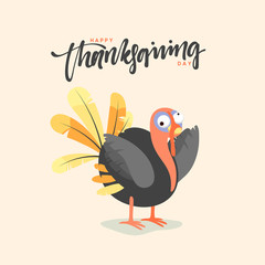 Cartoon Turkey bird. Happy Thanksgiving Celebration. Funny character turkey