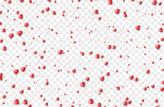 Hearts color red isolated on transparent background.