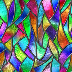 Colored glass seamless texture with pattern for window, stained glass,  3d illustration
