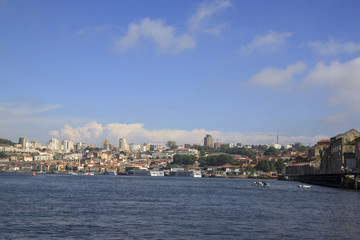 Fototapeta na wymiar City view from the river Douro. Porto, Portugal.