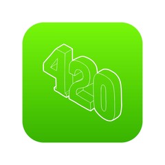 420 cannabis smoking time icon green vector isolated on white background
