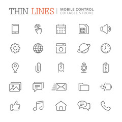 Collection of smartphone related line icons. Vector eps8