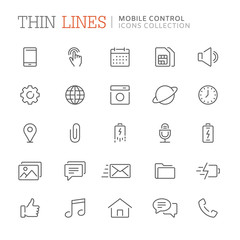 Collection of smartphone related line icons. Vector eps8