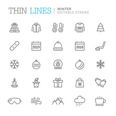 Fototapeta premium Collection of winter related line icons. Vector eps8
