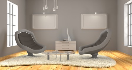Minimalist room 3d render