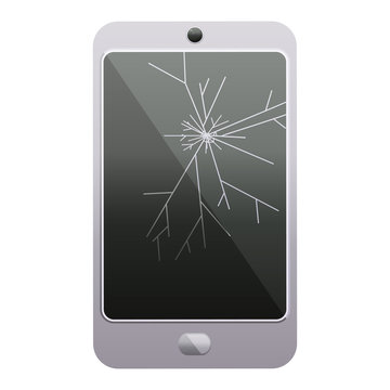 cracked screen cell phone graphic icon