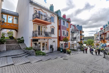 Fotobehang Mont-Tremblant village main shopping street left side © ericlefrancais1