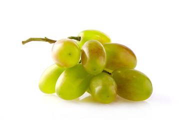 Green grape bunch isolated on white background cutout