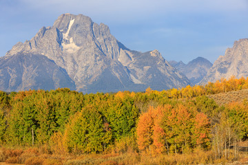 Scenic Landscape of the Tetons in Autumn