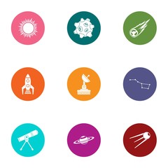 Fototapeta premium Starlight observation icons set. Flat set of 9 starlight observation vector icons for web isolated on white background