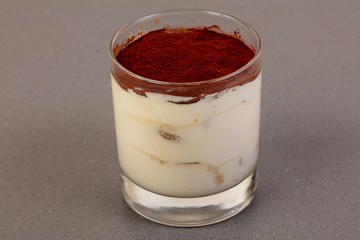 Tiramisu cake in the glass