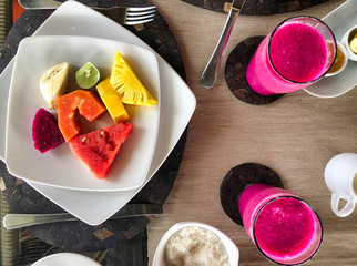 tropical fruits assortment for typical indonesian breakfast